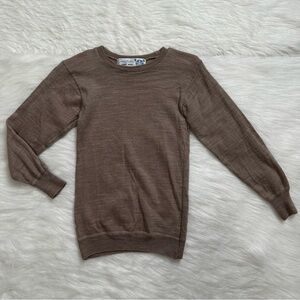 Snowflakes Kids Size 7-8 Pure Wool Brown Crewneck Long Sleeves Sweater